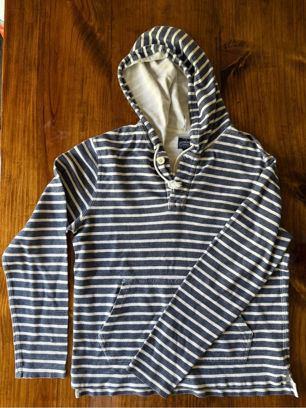 J. Crew Navy and White Striped Hooded Pullover